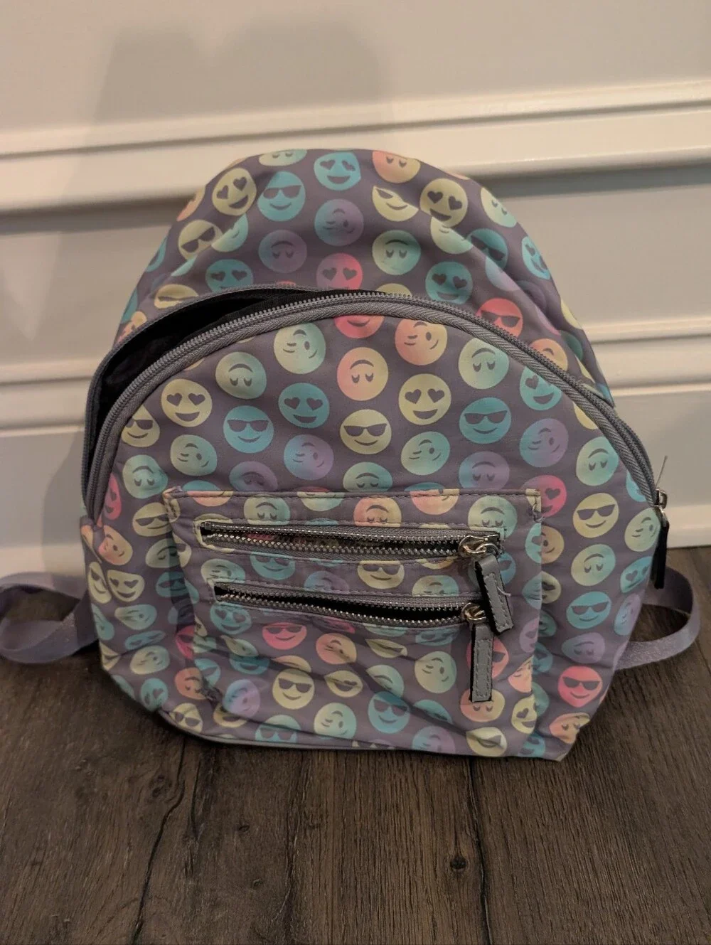 Emoji Print Gray Mini Backpack - Women Or Tween Bags